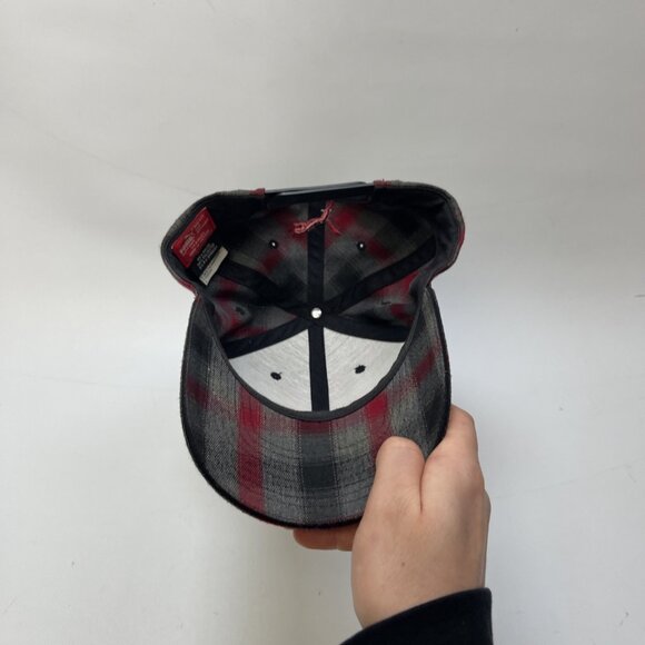 Y2K Puma Baseball Hat Cap Tartan Plaid Grey / Red Adjustable Lumberjack Casual - Picture 6 of 10